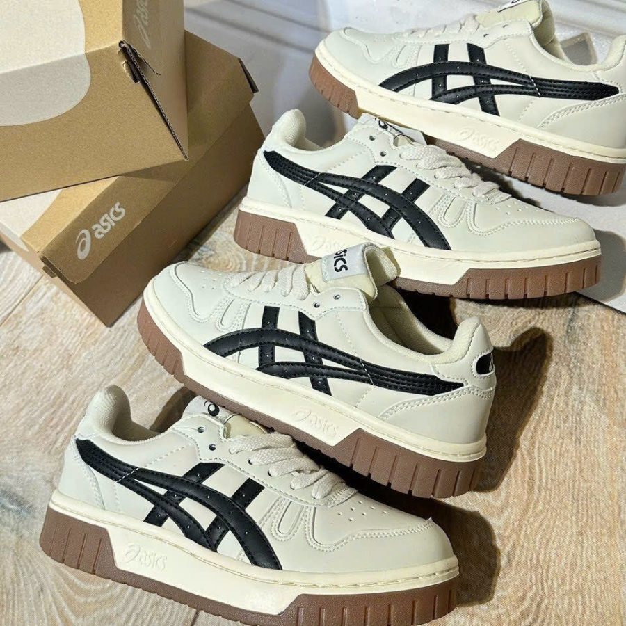 Giày Thể Thao Asics Kem Đen + Kem Xám Mẫu Mới Thiết Kế Độc Lạ Hàng Hot Trend